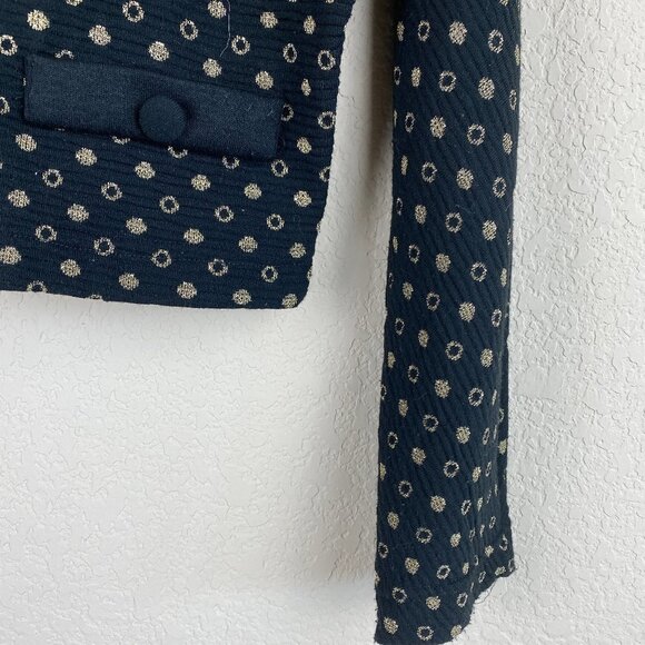 VINTAGE Gold Polka Dot Knit Crop Sweater Jacket SP - Picture 7 of 14